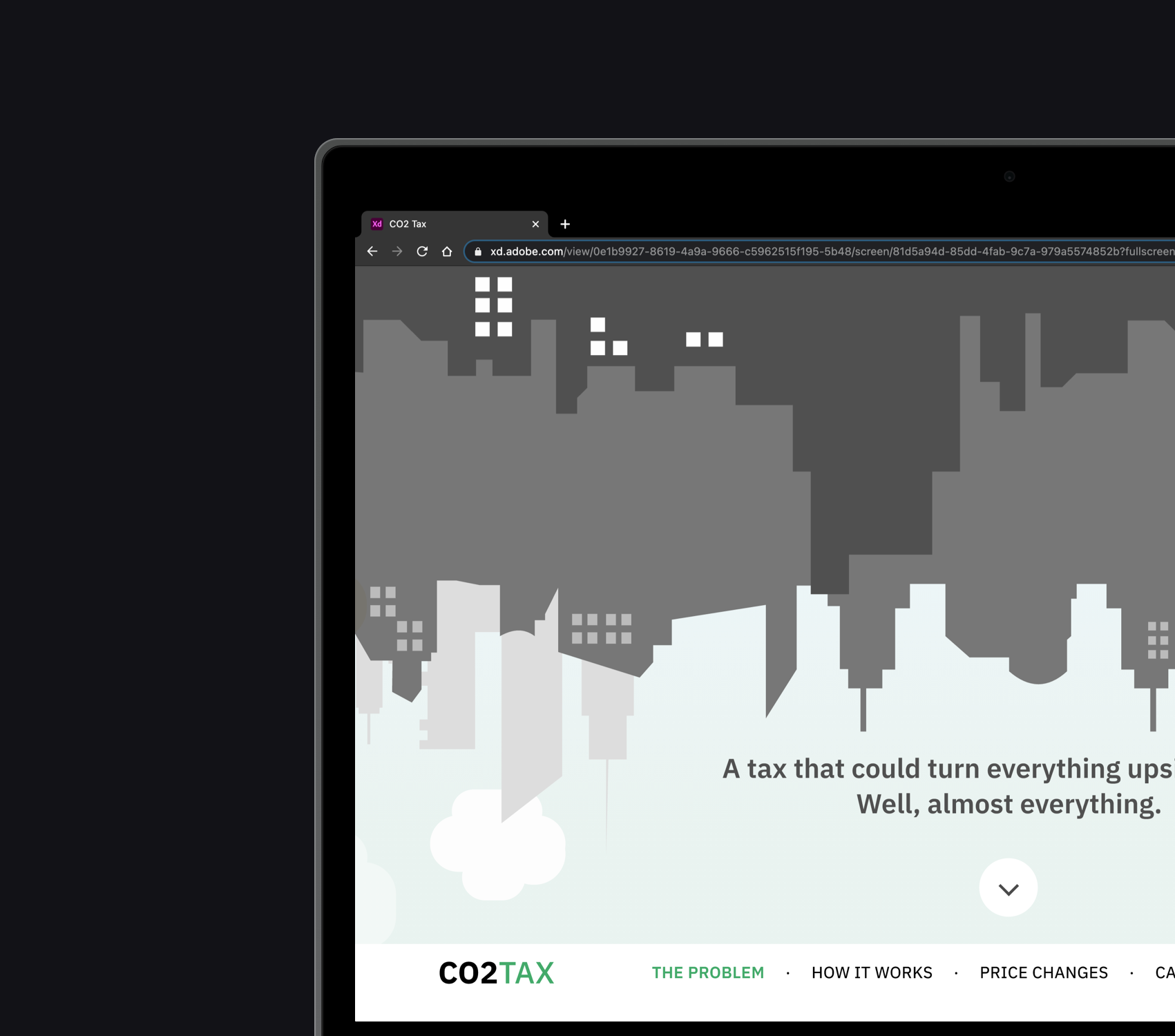 Interactive web graphics explaining CO2 tax